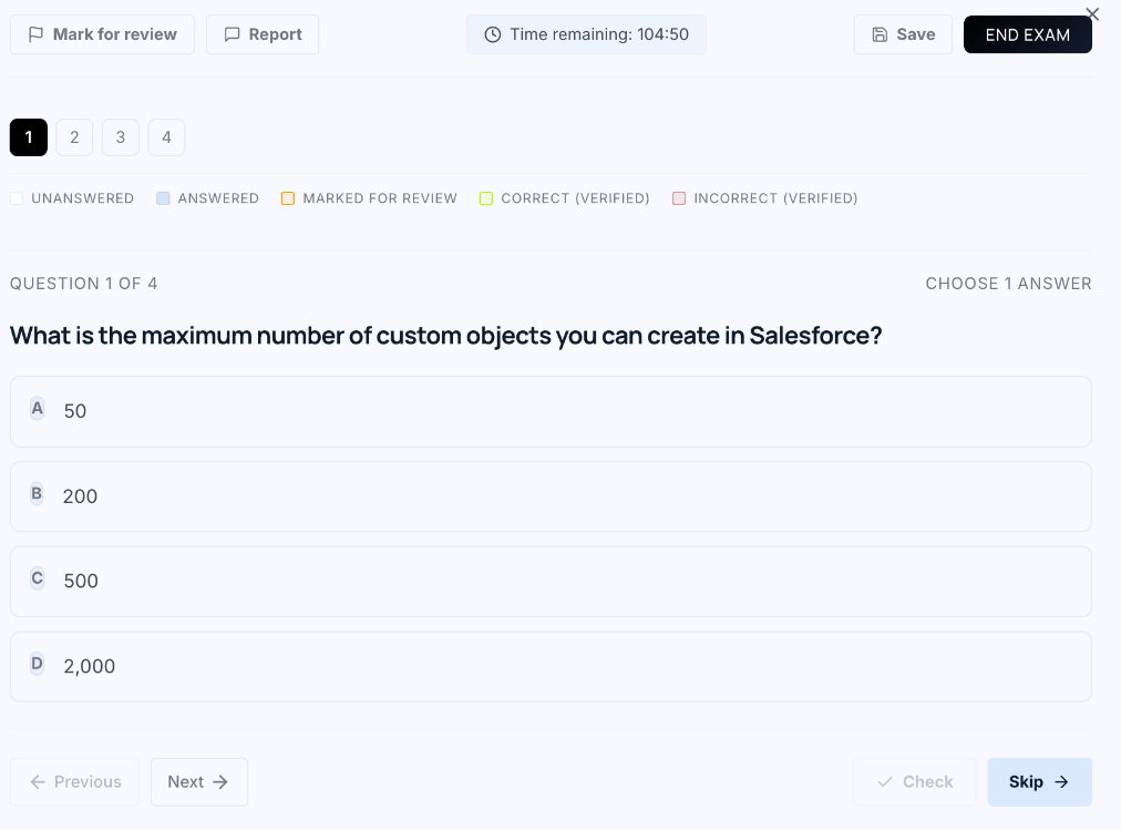 Mock exam interface preview